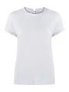 Brunello Cucinelli Stretch Cotton Jersey T-shirt With Precious Faux Layering In Grey