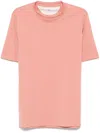 Brunello Cucinelli Men Crew Neck T-shirt With Faux-layering In Orange