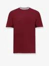 Brunello Cucinelli Crew Neck Plain Design Short Sleeves In Burgundy
