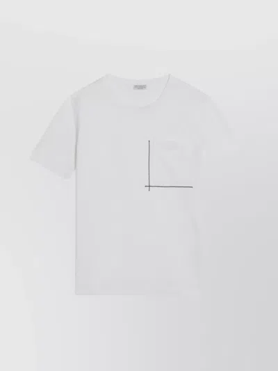 Brunello Cucinelli Cotton T-shirt Shiny Pocket In Gray