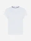 BRUNELLO CUCINELLI WHITE CREWNECK T-SHIRT WITH PRECIOUS FAUX LAYERING