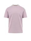 Brunello Cucinelli Cotton T-shirt With Contrasting Profiles In Purple