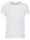 Brunello Cucinelli Cotton Crewneck Short Sleeve T-shirt In White