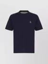 Brunello Cucinelli Cotton T-shirt With Lateral Slits In Navy Blue