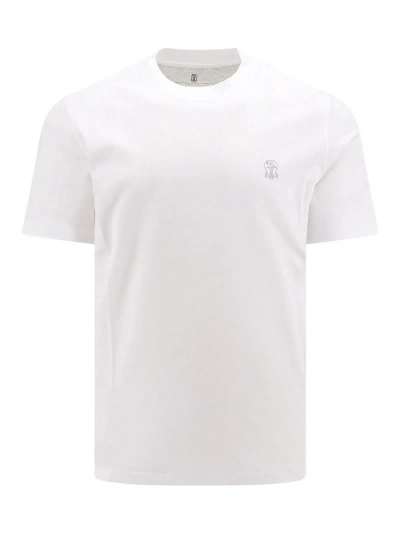 Brunello Cucinelli Cotton T-shirt With Logo Print In White
