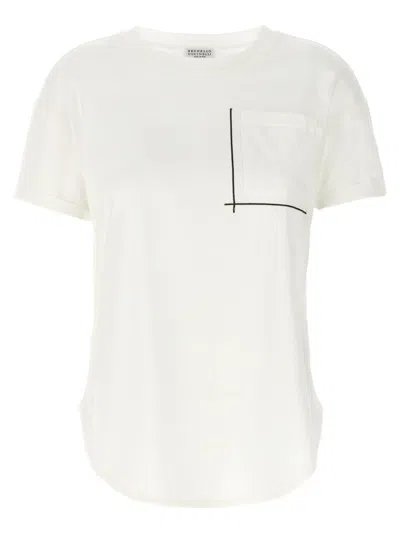 Brunello Cucinelli Cotton T-shirt With Monile Detail And Crewneck