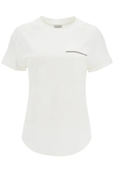 Brunello Cucinelli Cotton T-shirt With Pocket In White