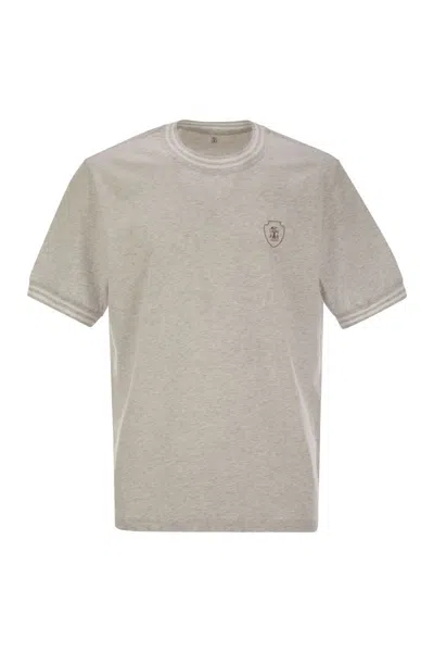 BRUNELLO CUCINELLI BRUNELLO CUCINELLI COTTON T-SHIRT WITH PRINTED LOGO