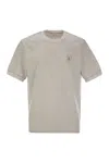 Brunello Cucinelli Men Cotton T-shirt With Printed Logo In Light Grey