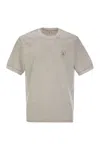 Brunello Cucinelli Men Cotton T-shirt With Printed Logo In Light Grey