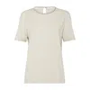 Brunello Cucinelli Striped Crew Neck T-shirt With Keyhole Detail In Gray