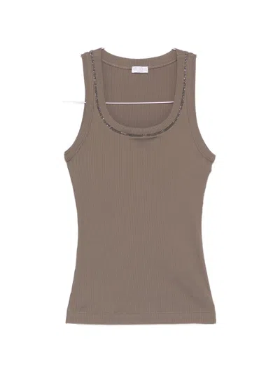 Brunello Cucinelli Cotton Tank Top In Pattern