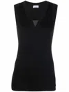 Brunello Cucinelli Cotton Blend Sleeveless V-neck Tank In Black