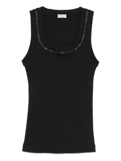 Brunello Cucinelli Women Cotton Tank Top In Black