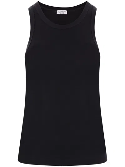 Brunello Cucinelli Cotton Tank Top In Black