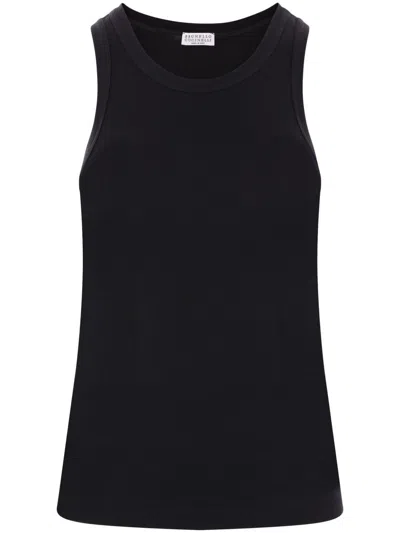 Brunello Cucinelli Cotton Tank Top In Black