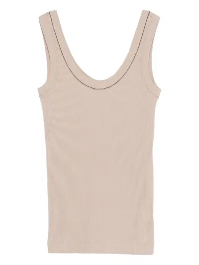 Brunello Cucinelli Cotton Tank Top In Gray