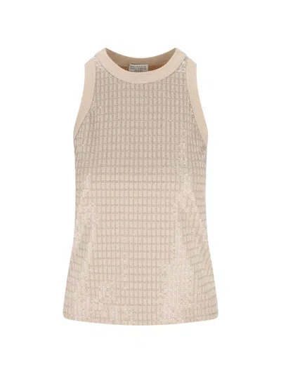 Brunello Cucinelli Cotton Tank Top In Neutral