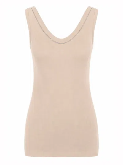 Brunello Cucinelli Cotton Tank Top In Neutral