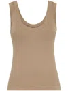 Brunello Cucinelli Women Cotton Top With Shiny Details In Neutrals