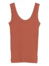 Brunello Cucinelli Cotton Tank Scoop Neck Ribbed Contrast In Orange