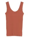Brunello Cucinelli Cotton Tank Scoop Neck Ribbed Contrast In Orange