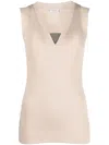 Brunello Cucinelli Stretch Cotton Sleeveless V-neck Tank Top In Pink
