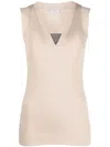 Brunello Cucinelli Stretch Cotton Sleeveless V-neck Tank Top In Pink