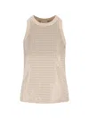 Brunello Cucinelli Sequined Round Neck Ribbed Cotton Tank In Multi