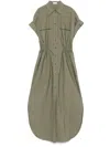 Brunello Cucinelli Women Cotton Techno Chemisier Dress In Green