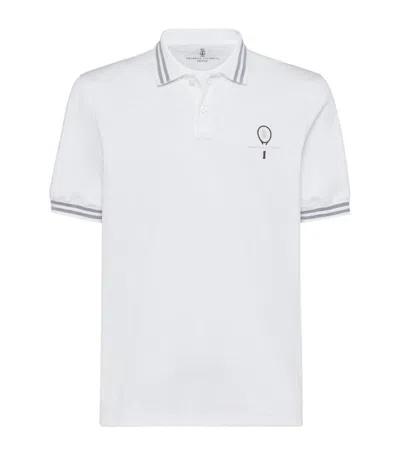 Brunello Cucinelli Cotton Tennis Polo Shirt In White