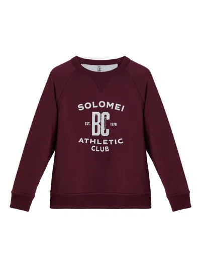 Brunello Cucinelli Kids' Cotton Terry Sweatshirt In Burgundy