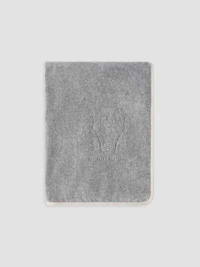 Brunello Cucinelli Cotton Terrycloth Towel With Embroidery In Gray