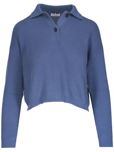 Brunello Cucinelli Oberteil Aus Baumwolle In Blau