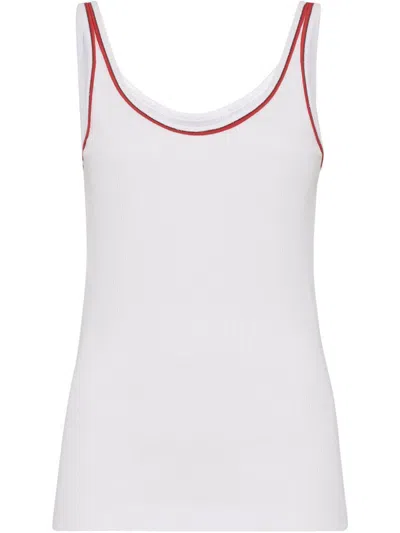 BRUNELLO CUCINELLI BRUNELLO CUCINELLI COTTON TOP WITH SHINY PIPING