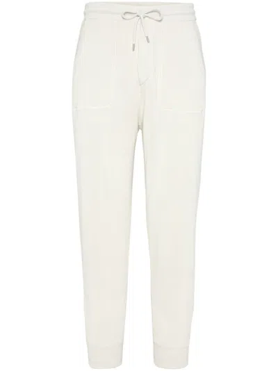 Brunello Cucinelli Cotton Track Pants In Neutrals