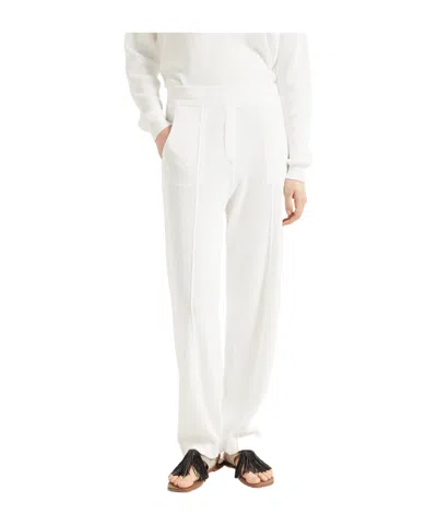 Brunello Cucinelli Cotton Track Pants In White