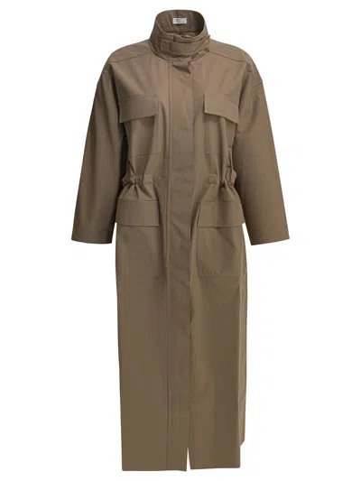 Brunello Cucinelli Cotton Trench Coat In Brown