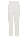 Brunello Cucinelli Men White Linen And Cotton Leisure Fit Trousers