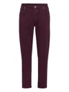 Brunello Cucinelli Cotton Trousers With Front And Back Pockets In Purple