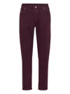 Brunello Cucinelli Cotton Trousers With Front And Back Pockets In Purple