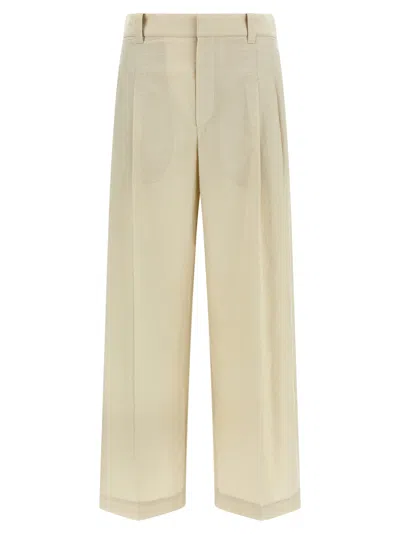 Brunello Cucinelli Cotton Trousers In Neutral