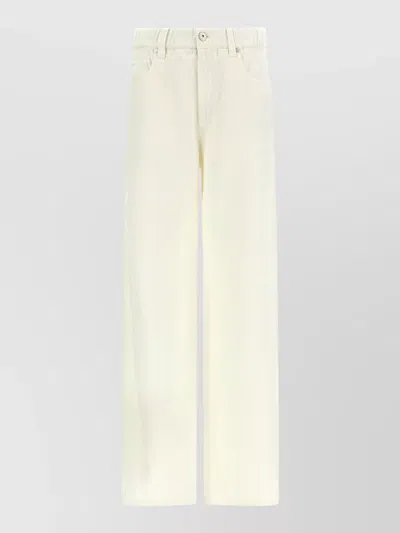Brunello Cucinelli Cotton Trousers Belt Loops Back Pockets In White