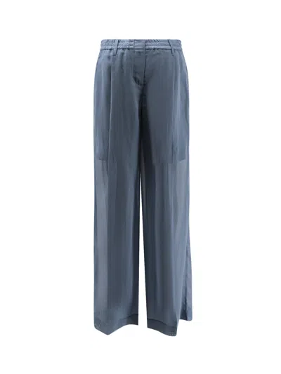 Brunello Cucinelli Cotton Trousers In Blue