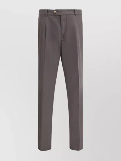 Brunello Cucinelli Cotton Trousers Monochrome Pattern In Gray