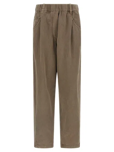Brunello Cucinelli Cotton Trousers In Multi