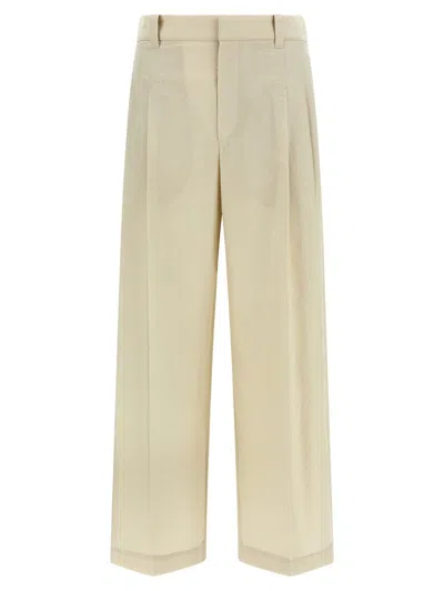 Brunello Cucinelli Cotton Trousers In Neutral