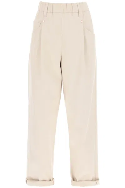 Brunello Cucinelli Cotton Trousers In Neutral