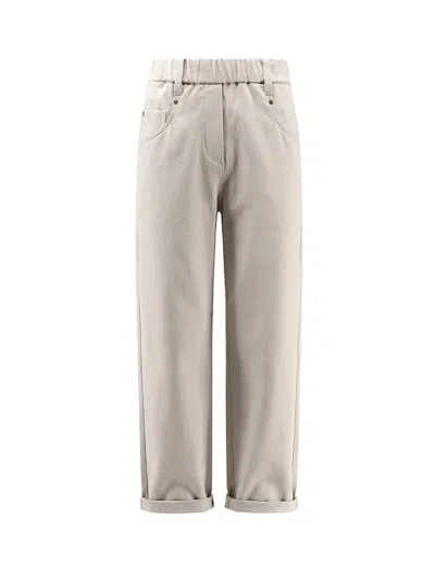 Brunello Cucinelli Cotton Trousers In Neutral