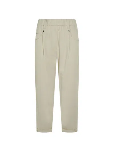 Brunello Cucinelli Cotton Trousers In Neutral